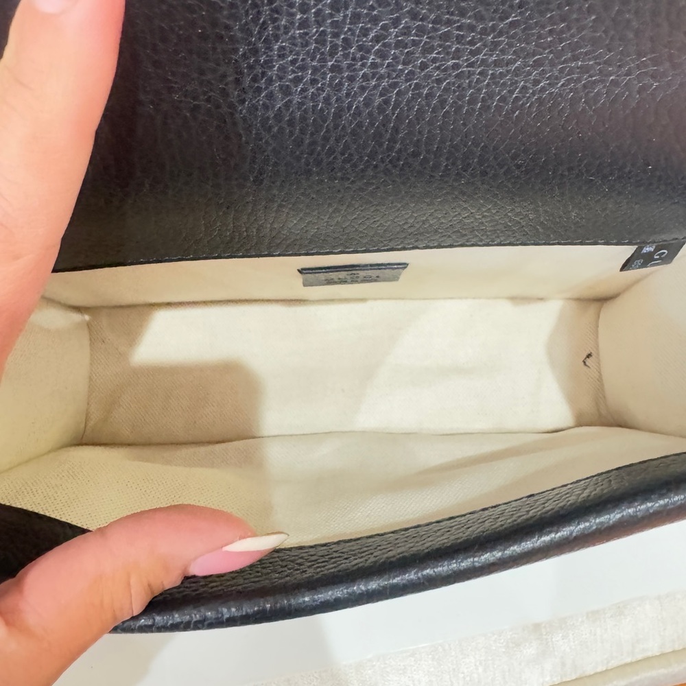 Dollar Calfskin Enamel Small Dionysus Shoulder Bag Black Electric Blue NEW - Picture 12 of 16